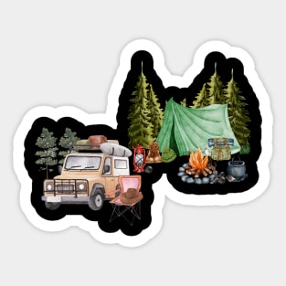 Camping Collage Vintage Forest Car Retro Sticker